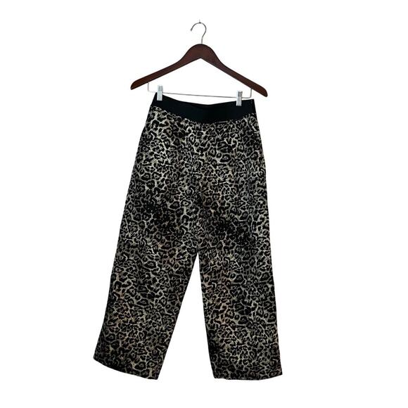 All Saints Jemi Leppo Trouser Wide Leg Cropped Metallic Animal Print Pants 6 - Picture 1 of 7